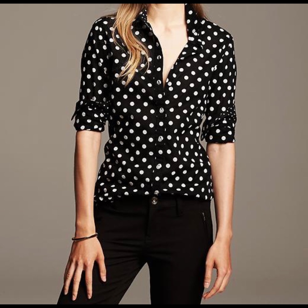 Banana Republic Soft Wash Dot Oxford Shirt